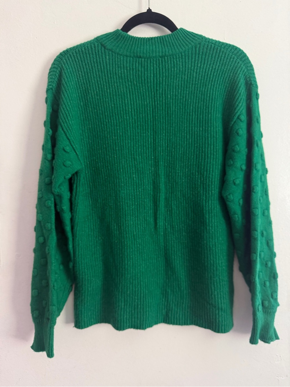 CeCe Women’s Green Bobble Sleeve Ribbed Knit Sweater Size M - Picture 9 of 10
